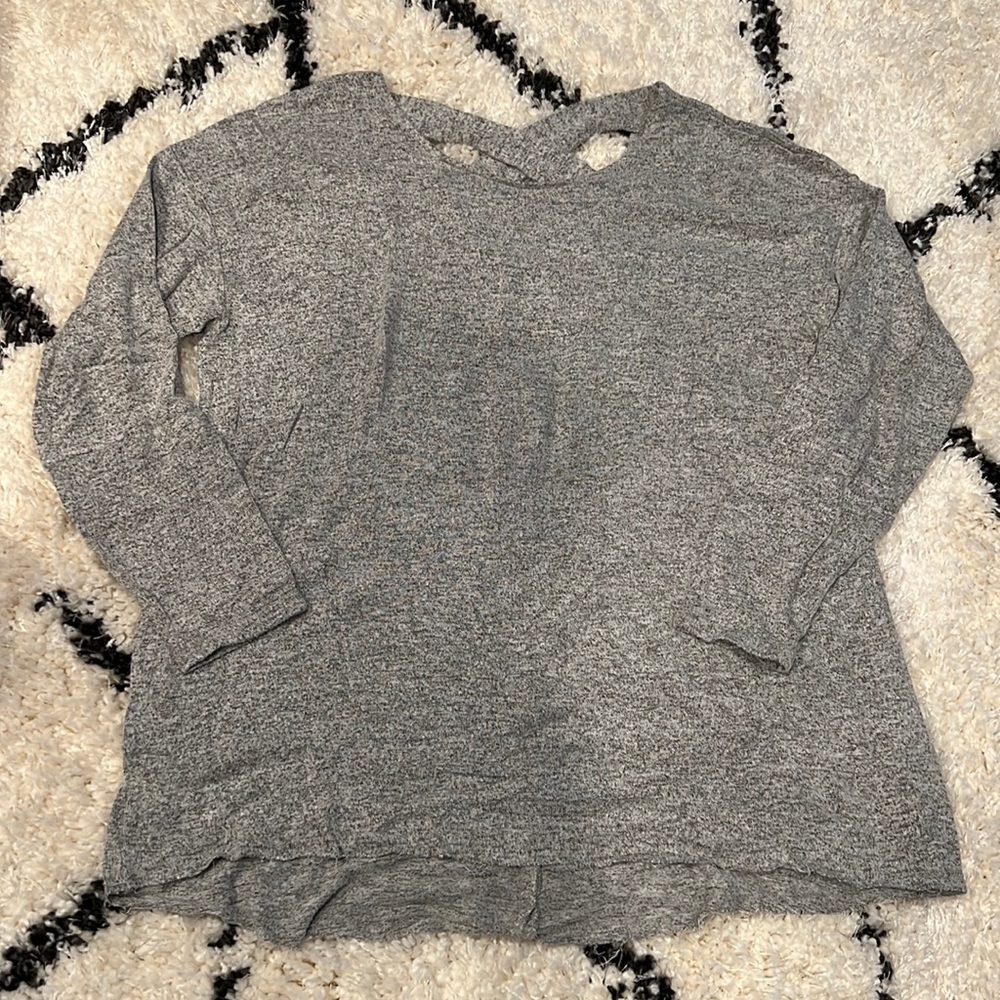 American Eagle Cross Back Grey Long Sleeve Top